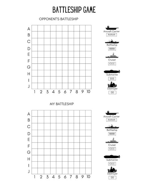 Battleship Printable